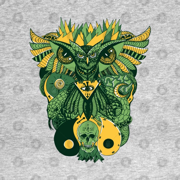 Forrest Green Owl And Ageless Skull by kenallouis